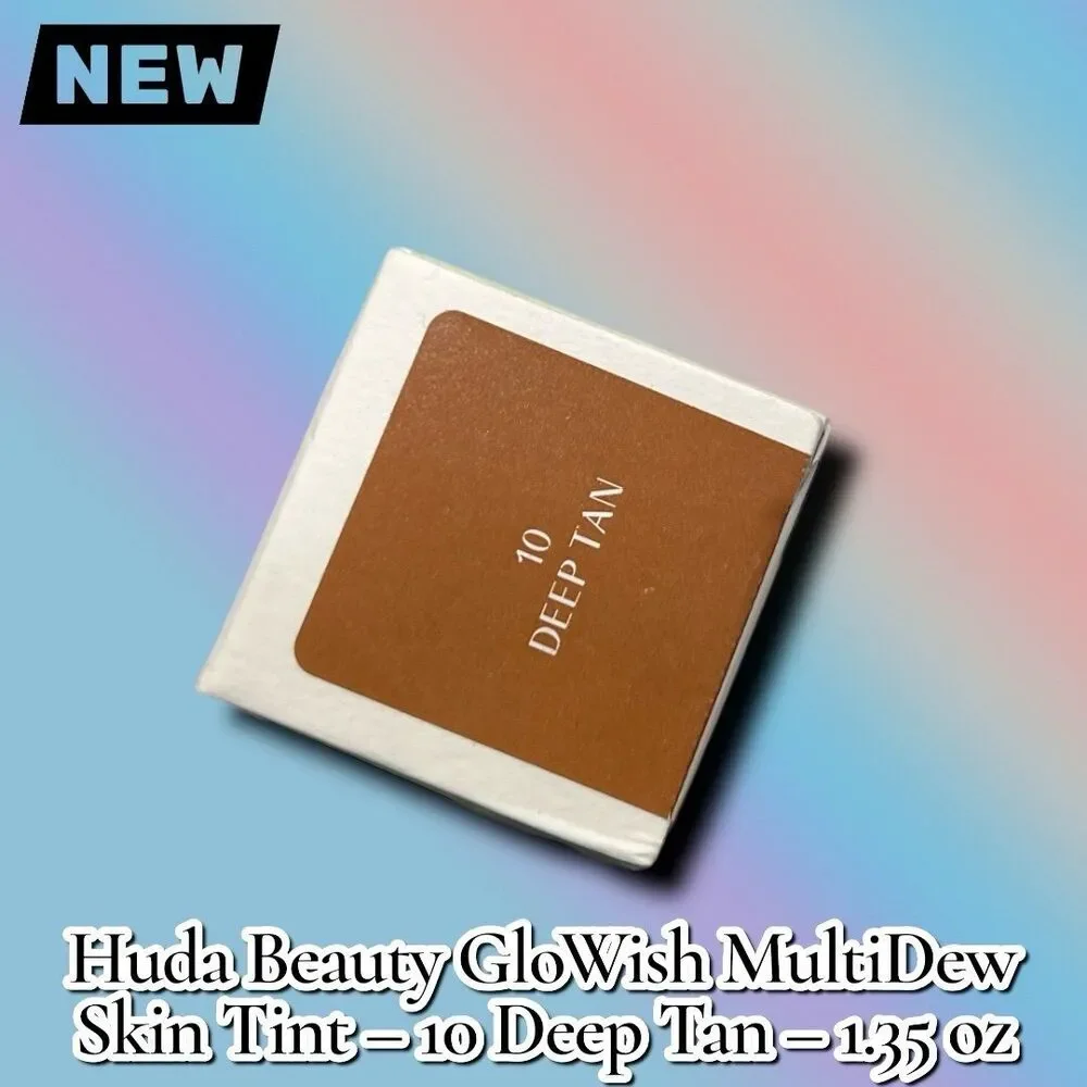 New Huda Beauty GloWish MultiDew Skin Tint – 10 Deep Tan – 1.35 oz